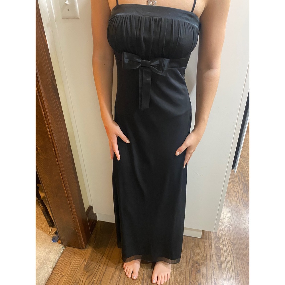 I.N. San Francisco Vintage 90s Y2K Black Empire Waist Bow Maxi Dress Prom Small
